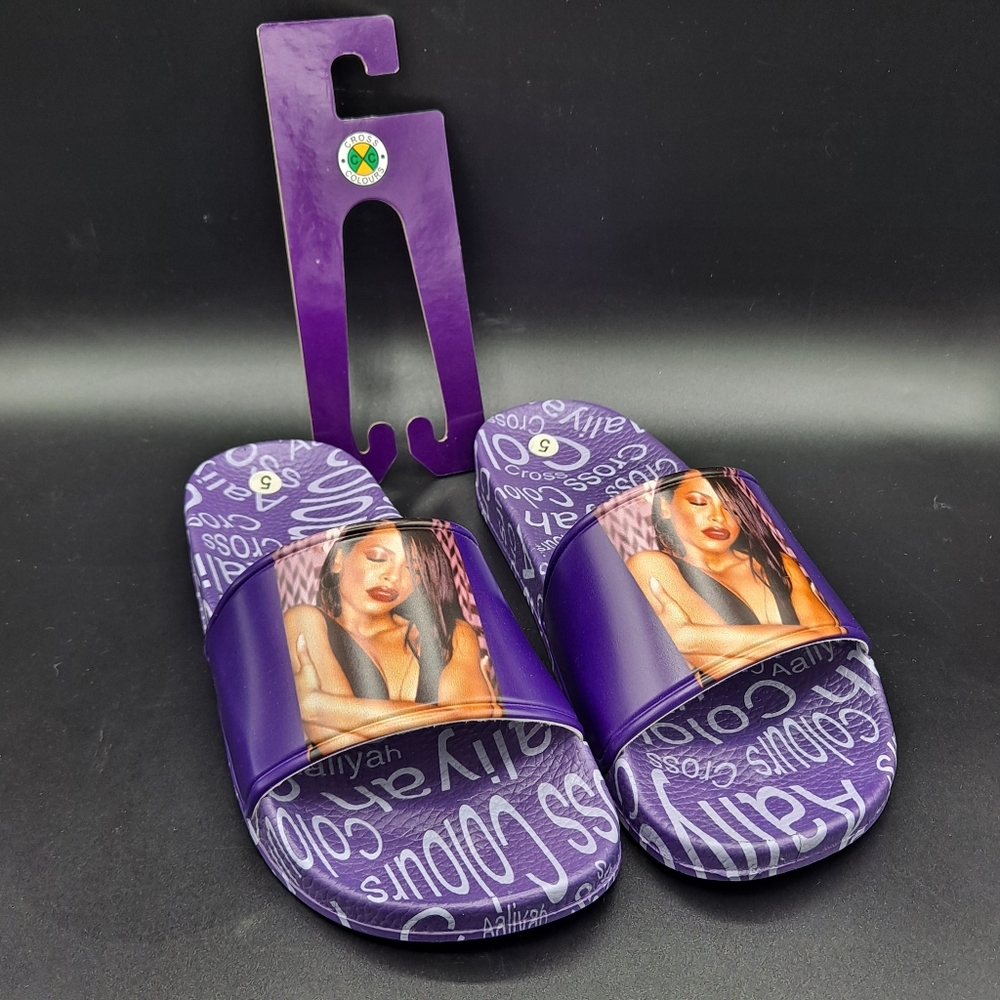 NEW RARE Womens Cross Colours Aaliyah Purple Sandals Slides Shoes 5 6 8